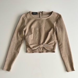 Bebe suedette crop top, tan, xxs